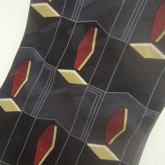 HILL & ARCHER Men's Silk Necktie Tie Maroon Gray Abstract USA 60" x 3 3/4" wide - Picture 3 of 3